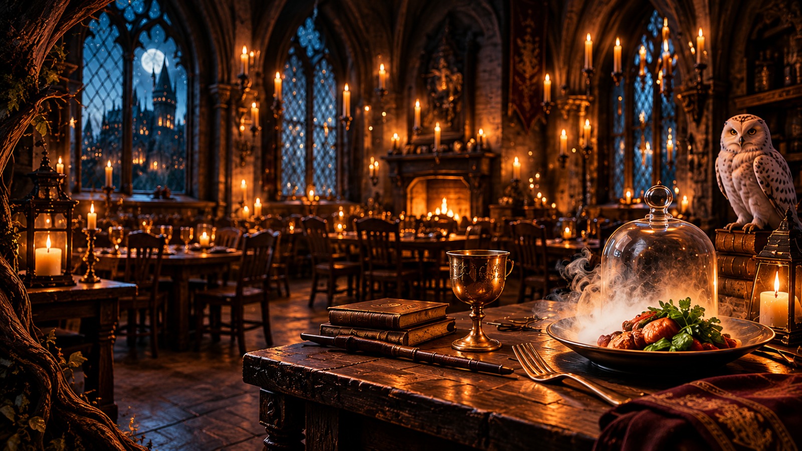 Magiczna sala restauracji przy świecach